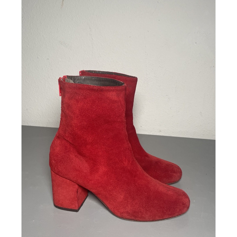 Free People Red Suede Leather Boots Size EU38 US 7.5 Women's Ankle Booties